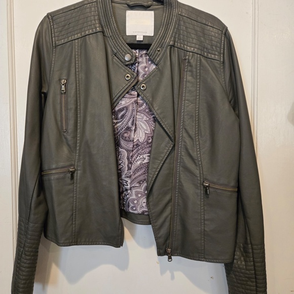 Ett: Twa by Anthropologie Grey Leather Jacket - Medium - Picture 5 of 6
